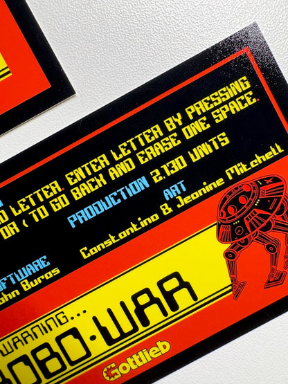 Cartes d'instructions custom apron flipper Gottlieb Robo-war 1988 Robowar (set de 2)