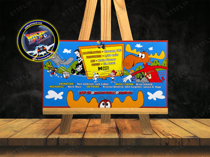Data East THE ADVENTURES OF ROCKY AND BULLWINKLE AND FRIENDS 1993 Game Rule Cards Instructions Pinball Custom Apron V2