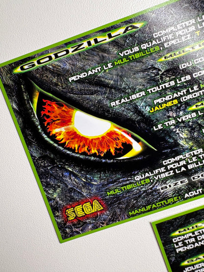 Custom apron instruction cards SEGA GODZILLA 1998 V1 (set of 2)