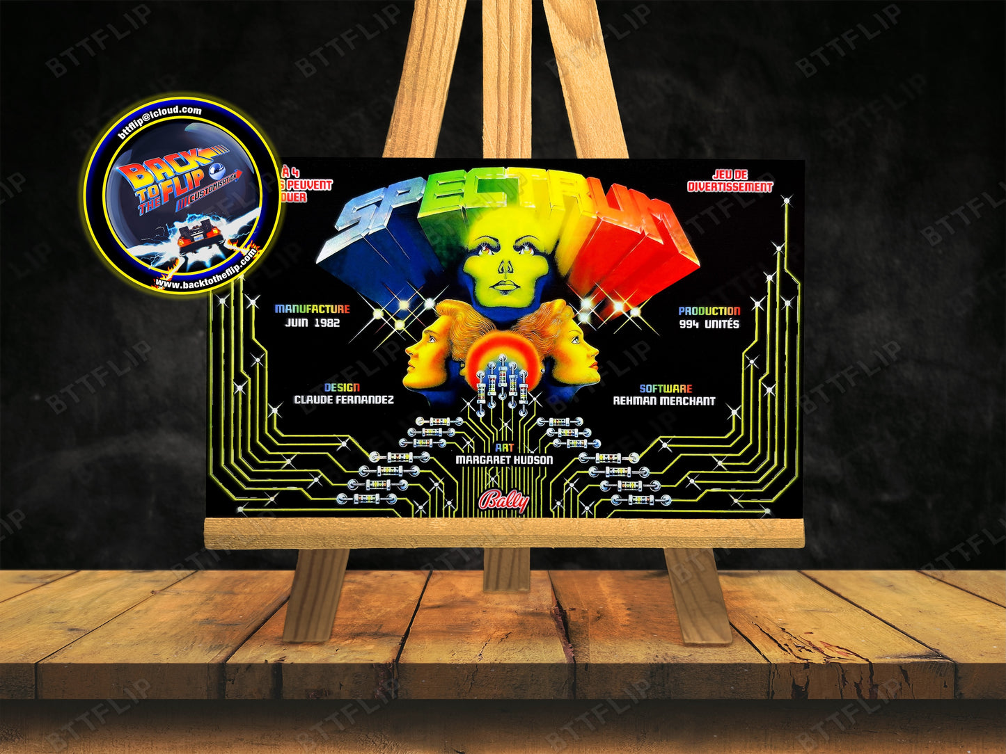 Instrucciones de las tarjetas de juego Bally Spectrum 1982 Pinball Delantal personalizado reglas impresas