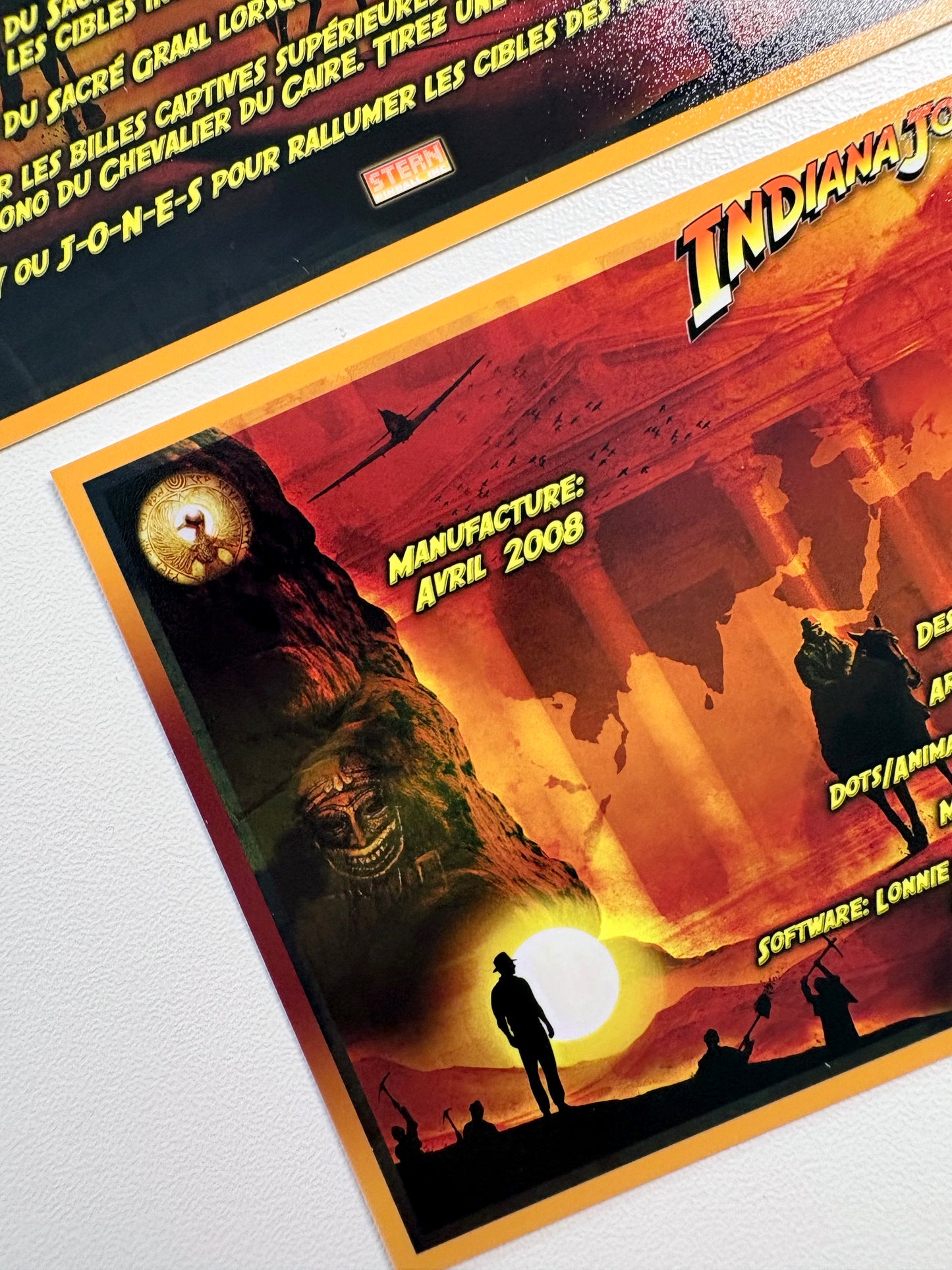 Cartes d'instructions custom apron flipper Stern Indiana Jones 2008 (set de 2)
