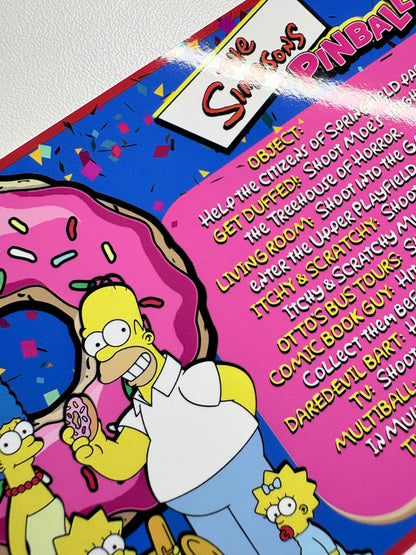 Cartes d'instructions custom apron flipper Stern The Simpsons Pinball Party 2003 (set de 2)