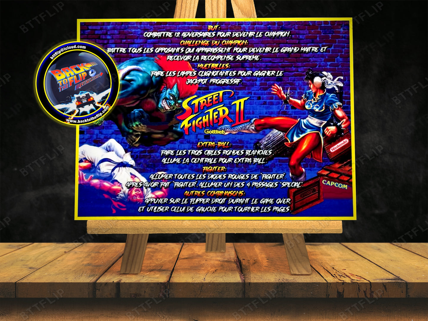 Gottlieb Street Fighter 1993 Game Cards Rules Instructions Pinball Custom Apron V1