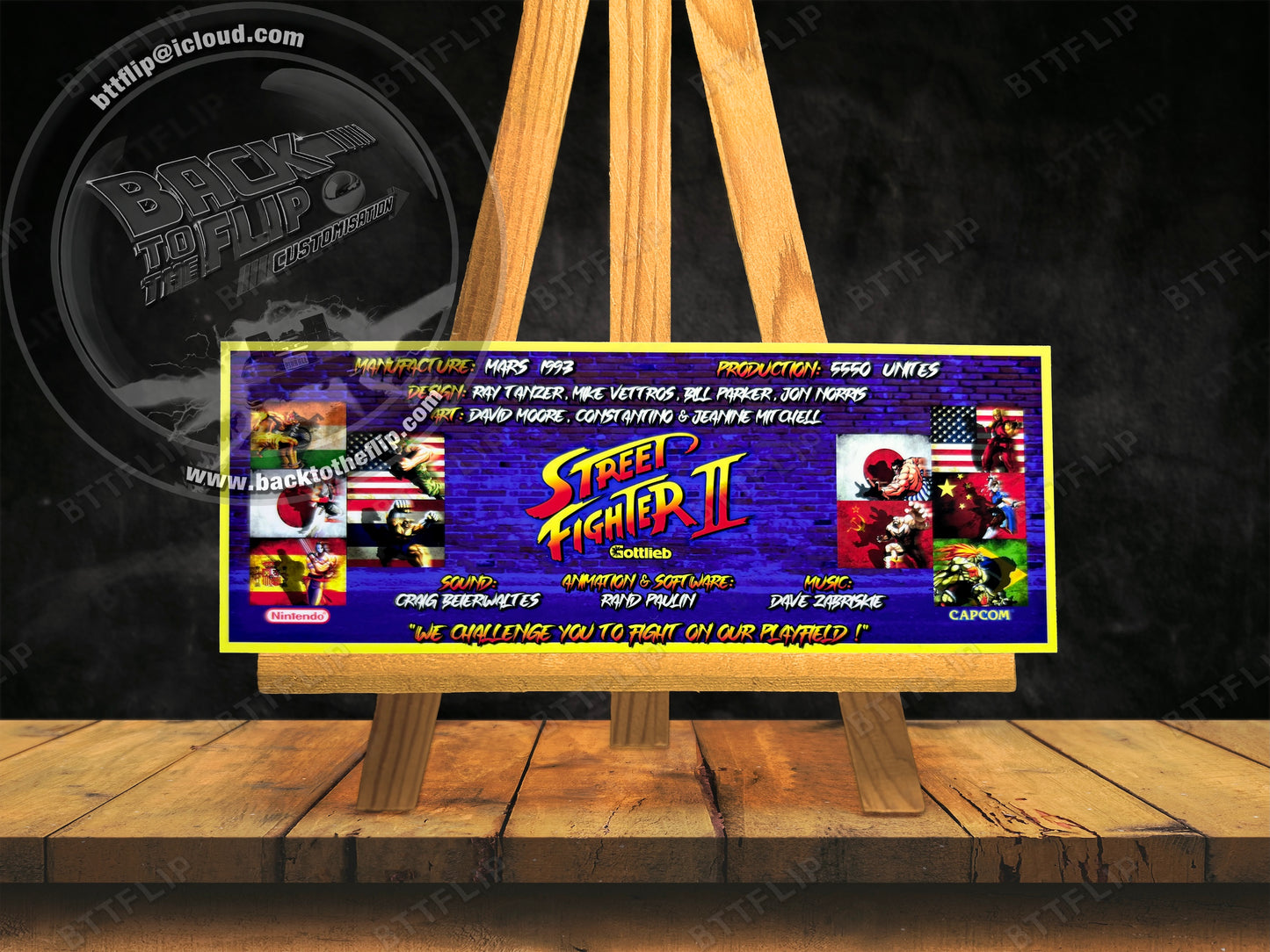 Custom apron instruction cards Gottlieb Street Fighter 1993 V1 (set of 2)