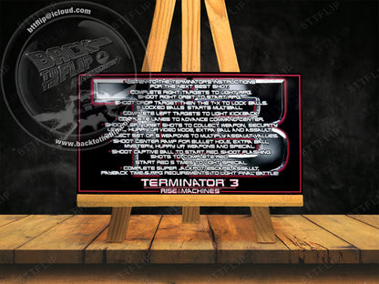 Custom instruction cards apron flipper Stern Terminator 3 Rise of the Machines 2003 V1 (set of 2)