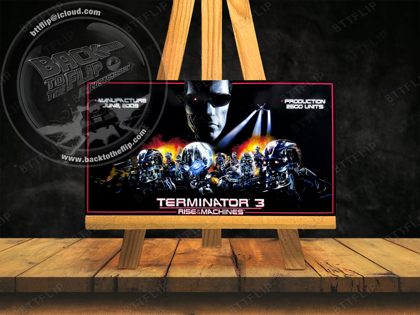 Custom instruction cards apron flipper Stern Terminator 3 Rise of the Machines 2003 V1 (set of 2)