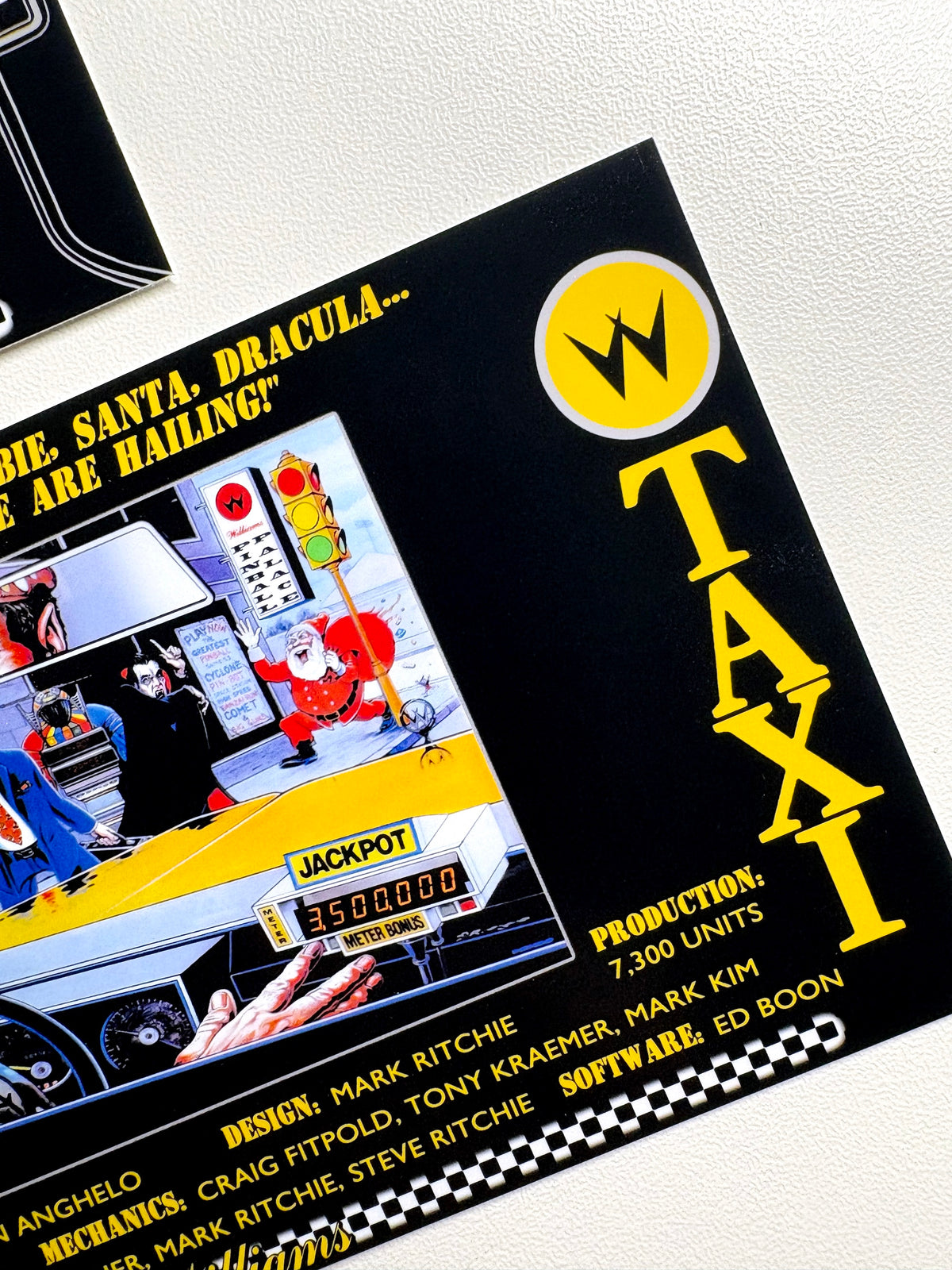 Cartes d'instructions custom apron flipper Williams Taxi 1988 V2