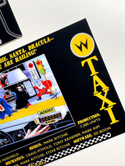 Cartes d'instructions custom apron flipper Williams Taxi 1988 V2