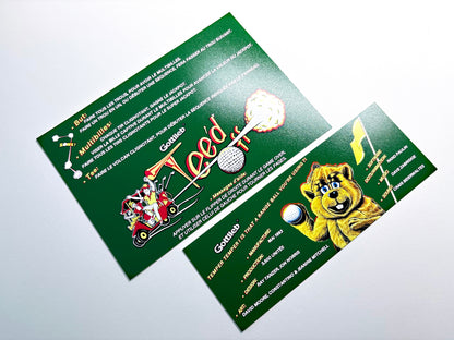 Custom apron instruction cards Gottlieb TEE'D OFF 1993 flipper (set of 2)