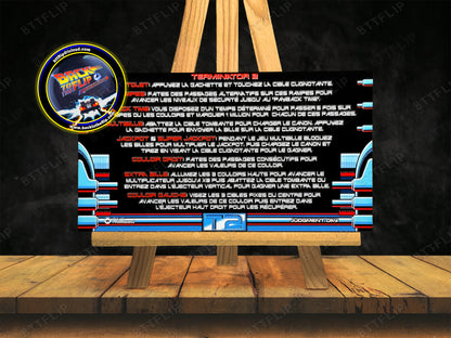Williams T2 Terminator 2 1991 Juego Cartas reglas Instrucciones Pinball Custom Apron V3