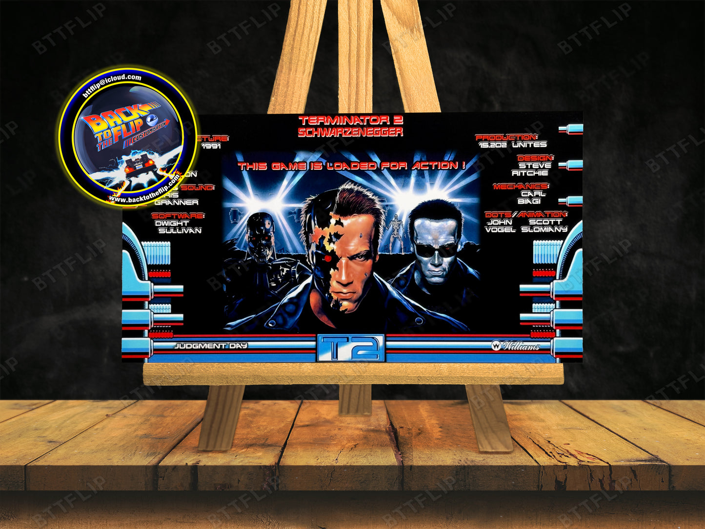 Williams T2 Terminator 2 1991 Juego Cartas reglas Instrucciones Pinball Custom Apron V3