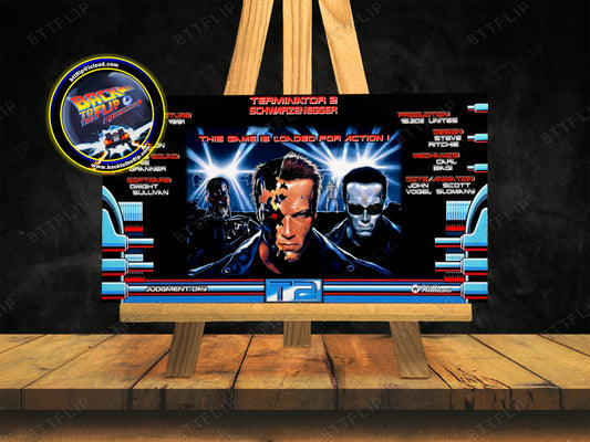 Williams T2 Terminator 2 1991 Jeu Cartes règles Instructions Flipper Custom Apron V3