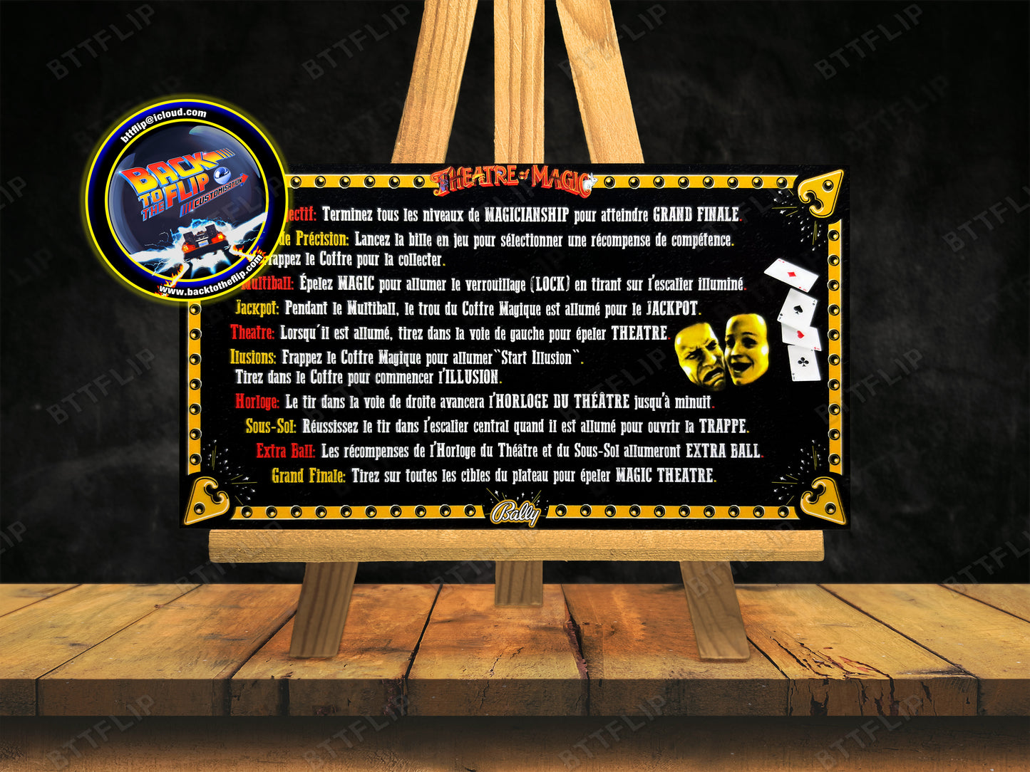 Bally Theatre Of Magic 1995 Juego Cartas Reglas Instrucciones Flipper Delantal Personalizado