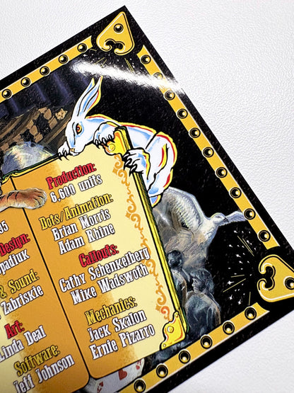 Custom instruction cards apron flipper Bally Theatre Of Magic 1995 (set of 2)