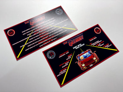 Williams The Getaway 1992 Game Cards Instructions Pinball Custom Apron Printed Rules V2