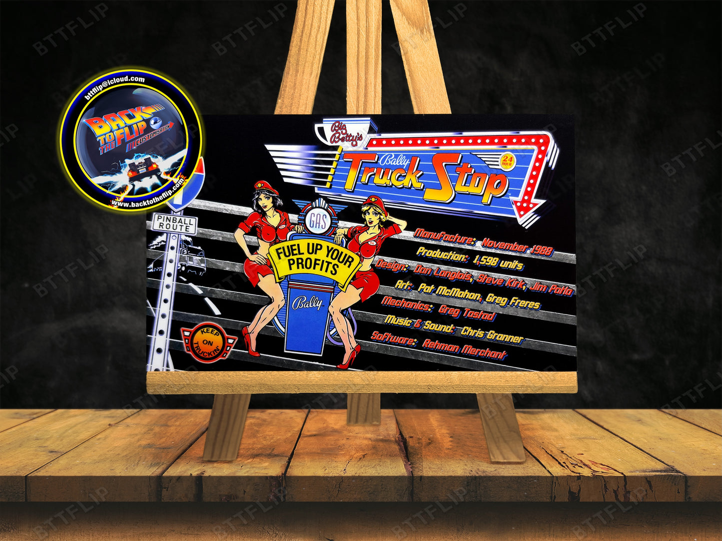 Bally Truck Stop 1988 Pinball Game Cards Rules Instructions Custom Apron