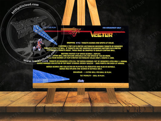 Instruction cards custom apron flipper Bally Vector 1982 (set of 2)