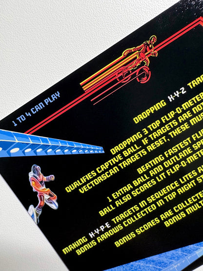 Instruction cards custom apron flipper Bally Vector 1982 (set of 2)