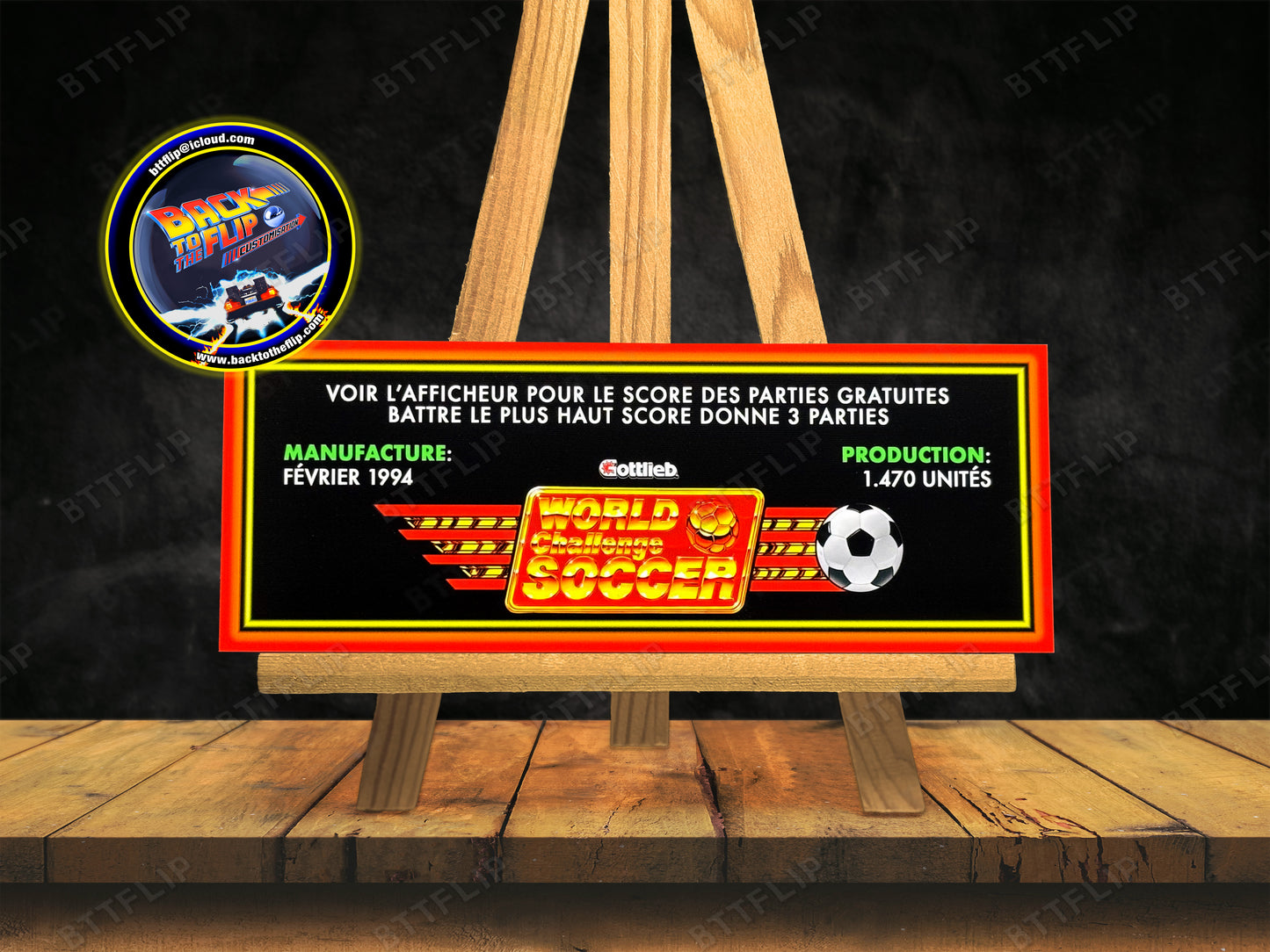 Tarjetas de juego Gottlieb World Challenge Soccer 1994, reglas e instrucciones, delantal personalizado de pinball V1