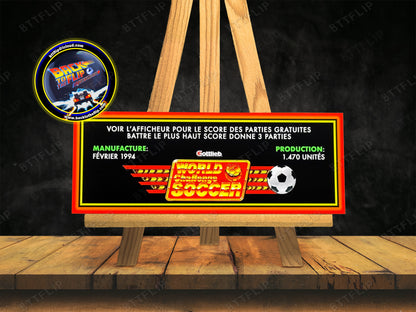 Tarjetas de juego Gottlieb World Challenge Soccer 1994, reglas e instrucciones, delantal personalizado de pinball V1