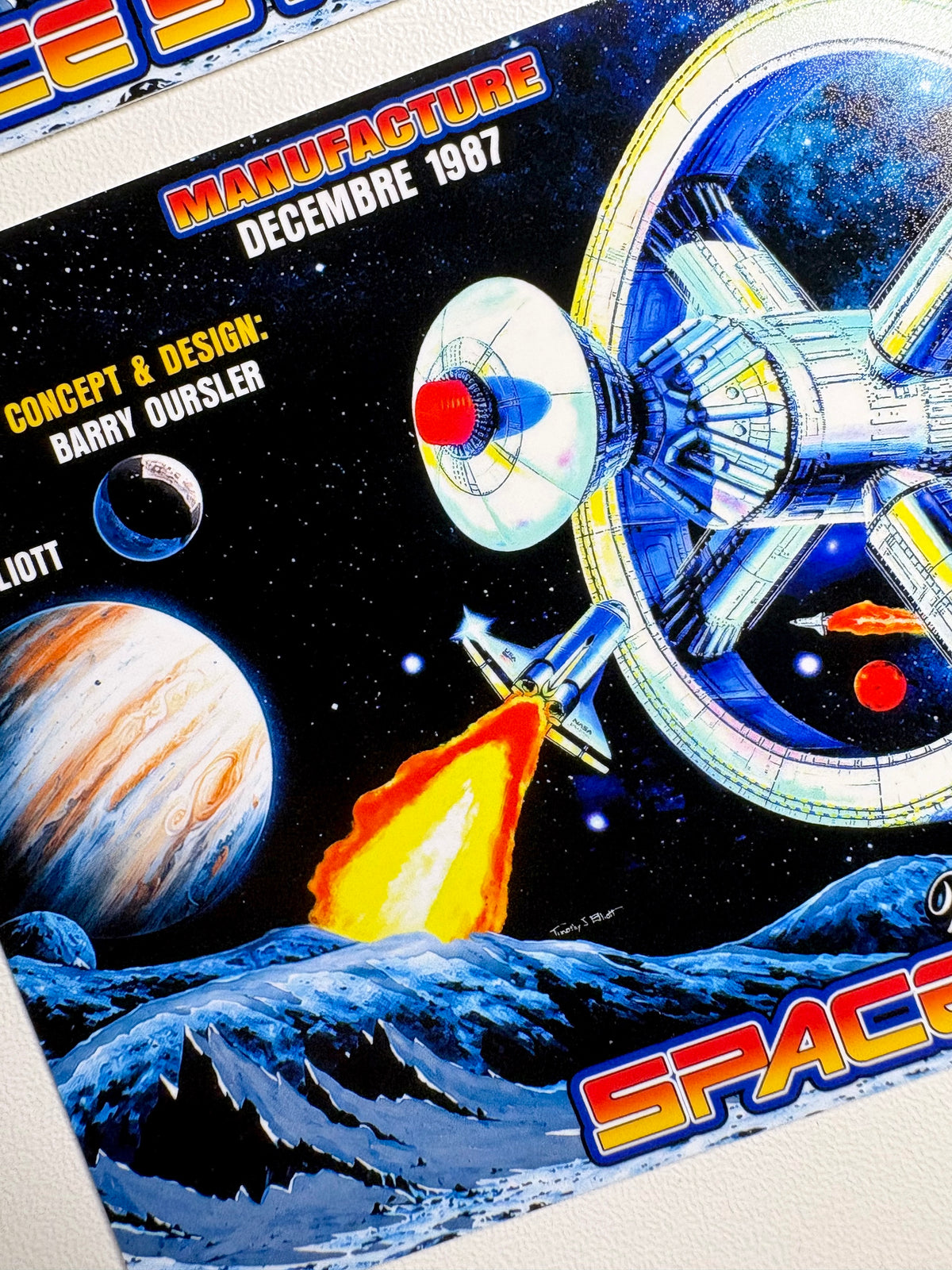 Cartes d'instructions custom apron flipper Williams Space Station 1987 (set de 2)