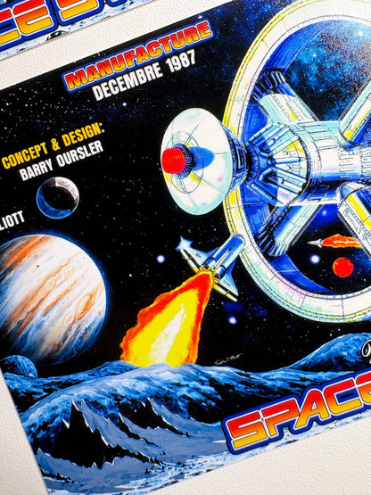 Cartes d'instructions custom apron flipper Williams Space Station 1987 (set de 2)