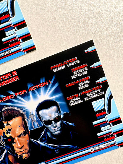 Cartes d'instructions custom apron flipper Williams T2 Terminator 2 1991 V3 (set de 2)