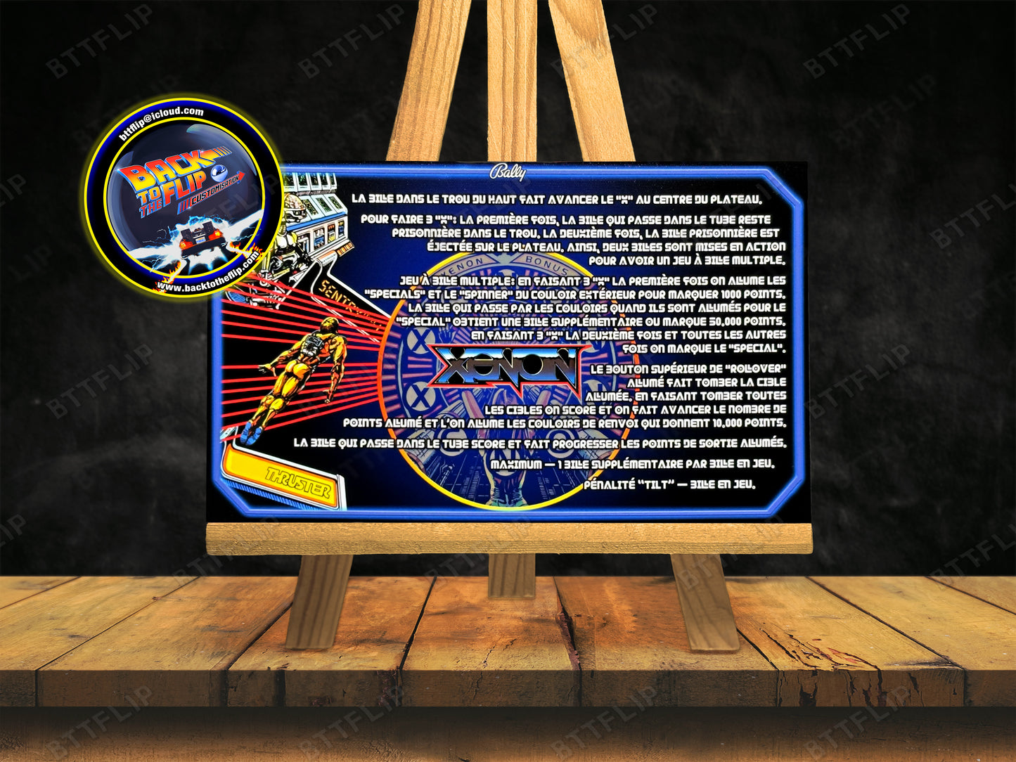 Bally XENON 1980 Juego Cartas Reglas Instrucciones Pinball Custom Apron V2