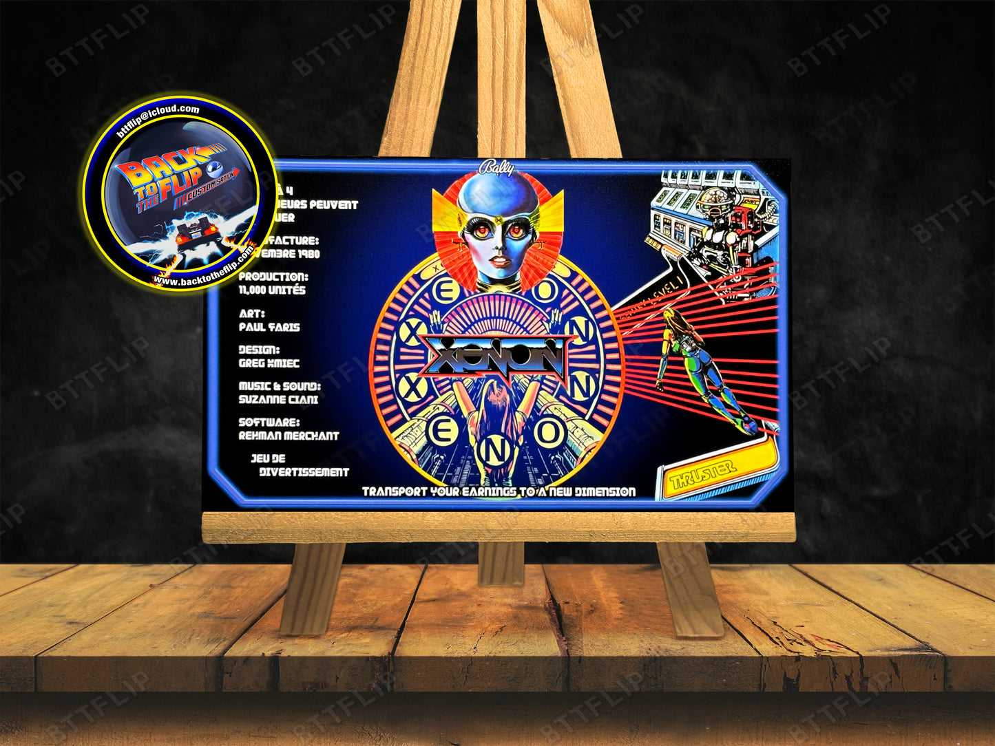 Bally XENON 1980 Juego Cartas Reglas Instrucciones Pinball Custom Apron V2