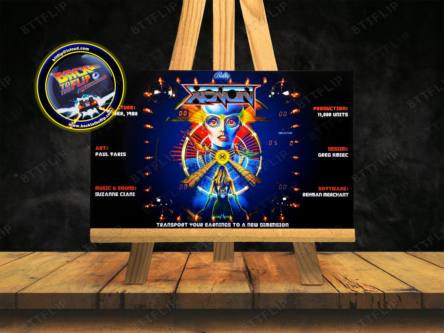 Bally XENON 1980 Juego Cartas Reglas Instrucciones Flipper Delantal Personalizado V3